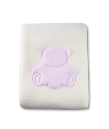Manta de bebé - raschel bordada - Lucas rosa  (Belino)