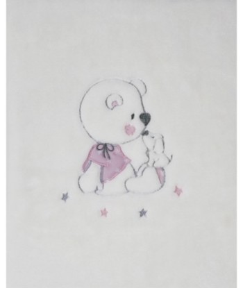 Manta  de bebé - raschel bordada para Cuna  -  OSITO PERRO